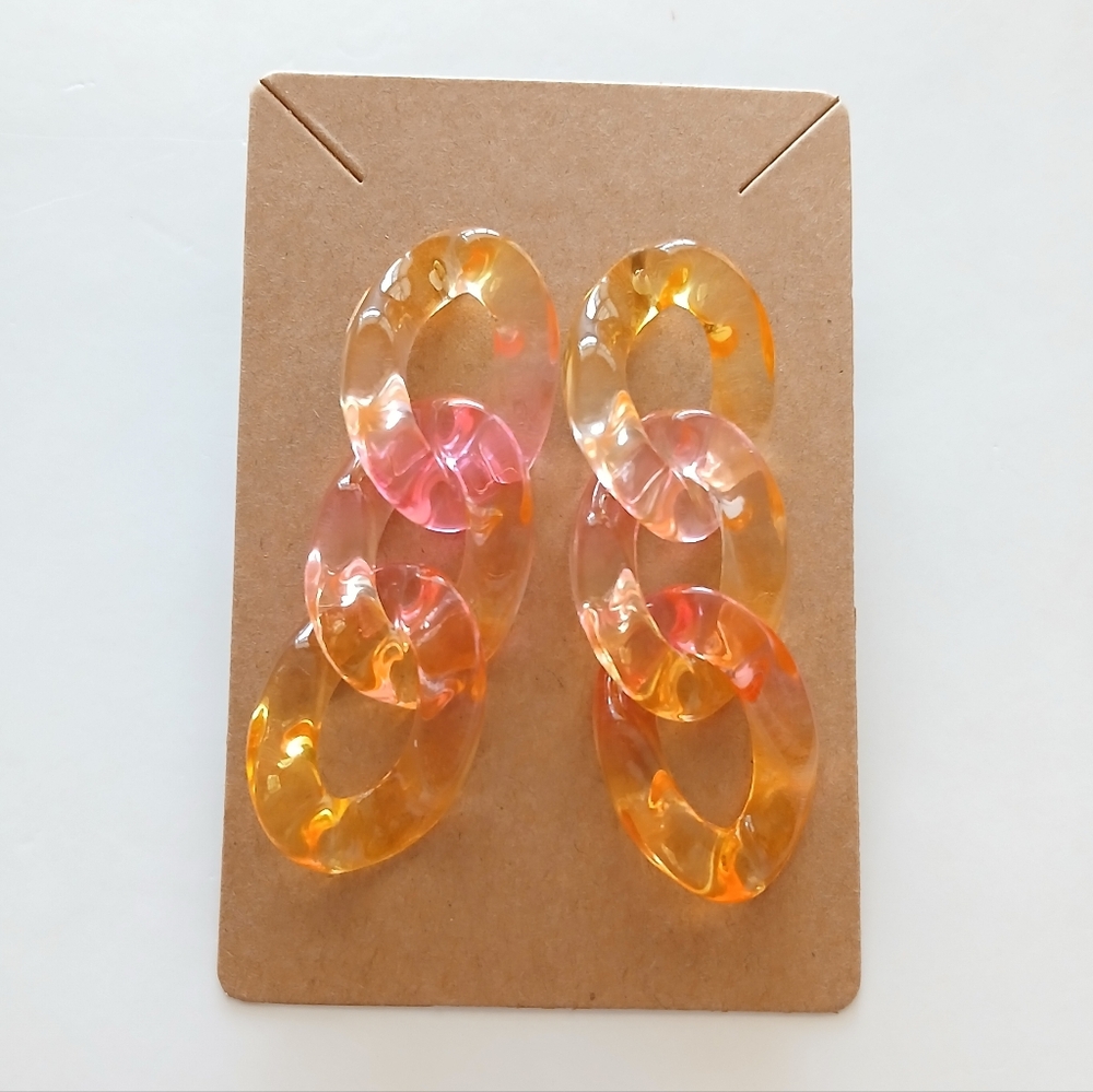Fashion Jewelry Pink and Orange Earrings - Picture 2 of 4